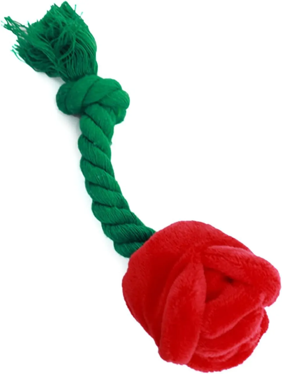 Plush rose flower dog chew toy with squeaker for small and large dogs