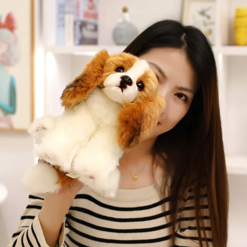 Beagle plush toy simulation dog doll 20cm yellow and white soft stuffed animal