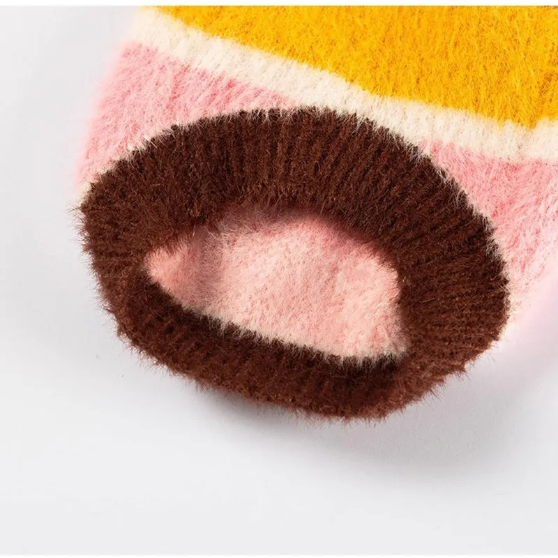 Yellow cartoon star striped parent-child sweater for small and medium dogs, pet clothing