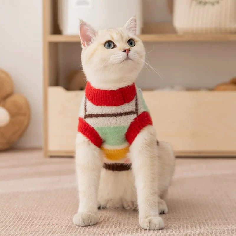 Yellow cartoon star striped parent-child sweater for small and medium dogs, pet clothing