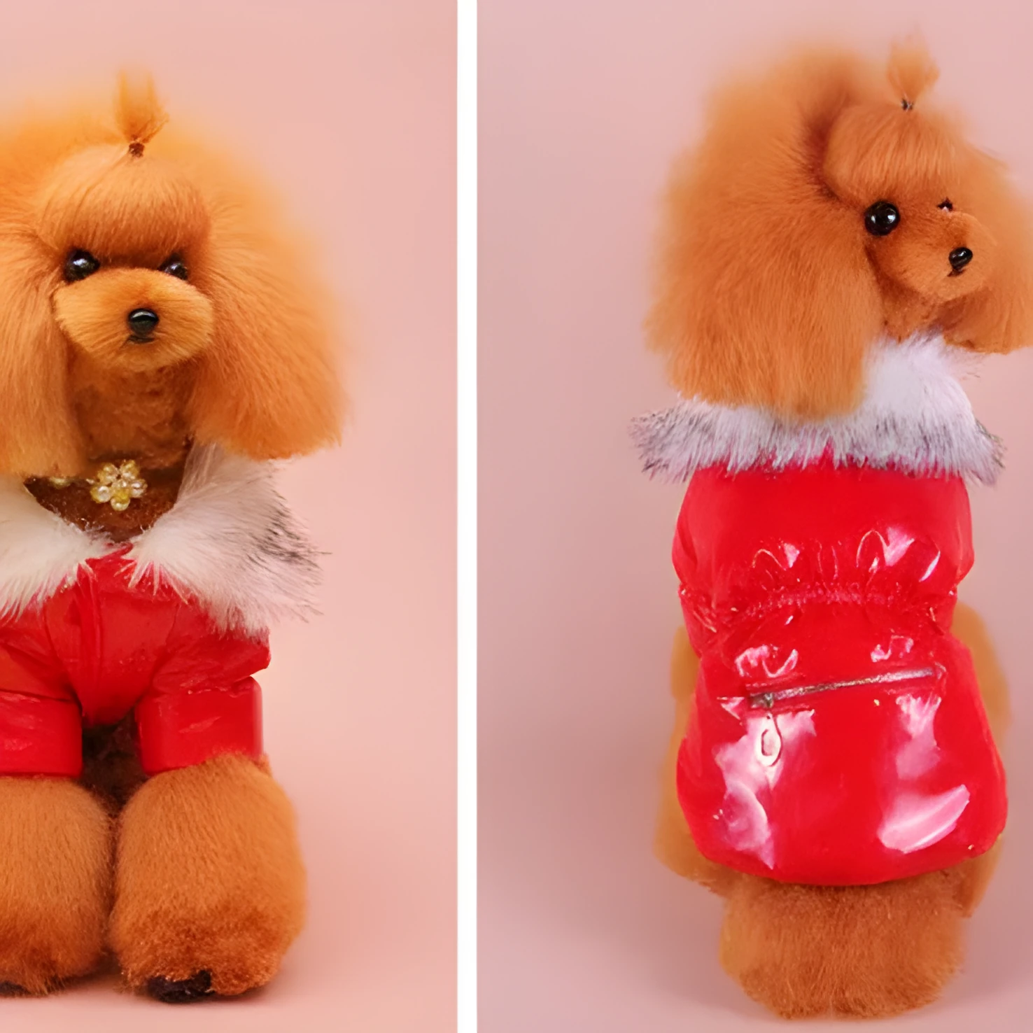 Four-legged fleece-lined thick cotton dog jacket in bright red, size medium, for pet warmth