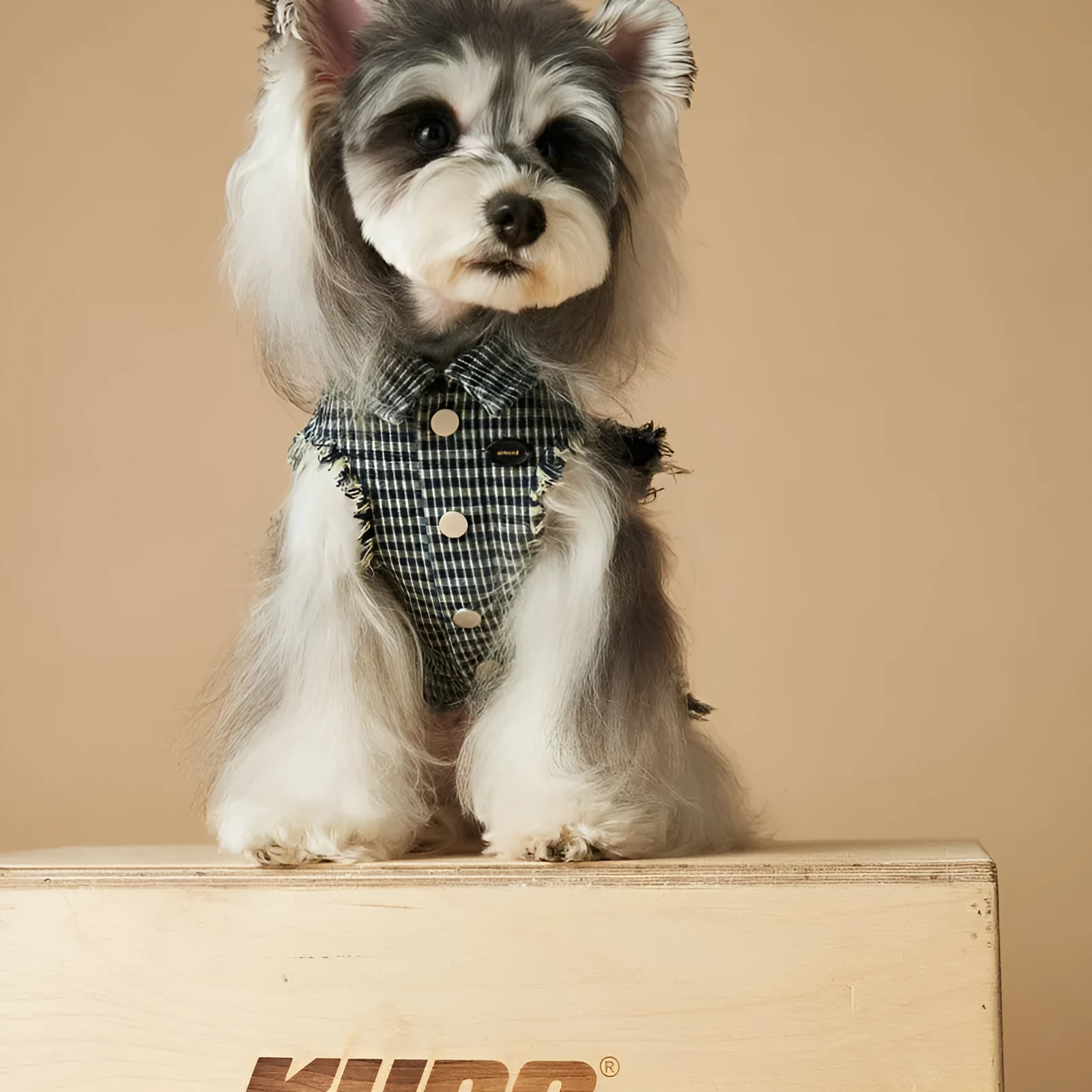 Blue washed old plaid sleeveless denim vest for dogs cotton casual pet clothing