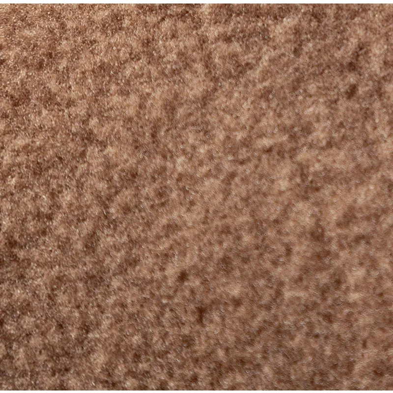 Brown fleece dog jacket with beige white and brown bear embroidery on side, side-button closure, small embroidered pocket, for small breeds