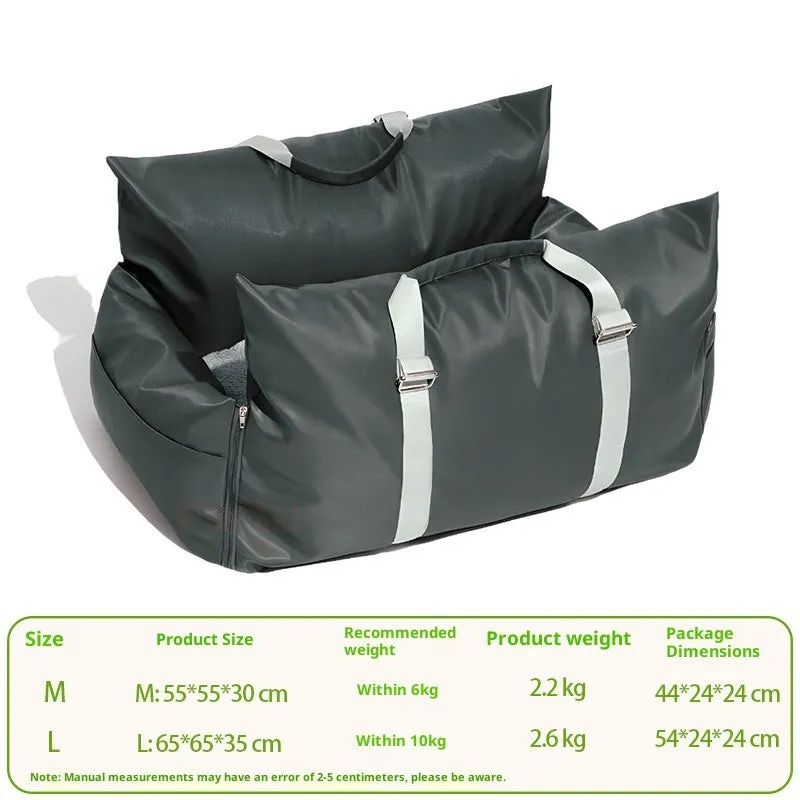 Waterproof non-slip car kennel for dogs in olive green double seat size 65x65x35 cm