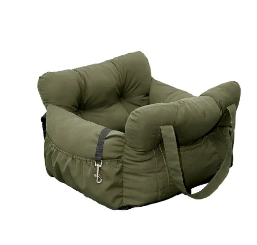 Waterproof non-slip car kennel for dogs in olive green double seat size 65x65x35 cm