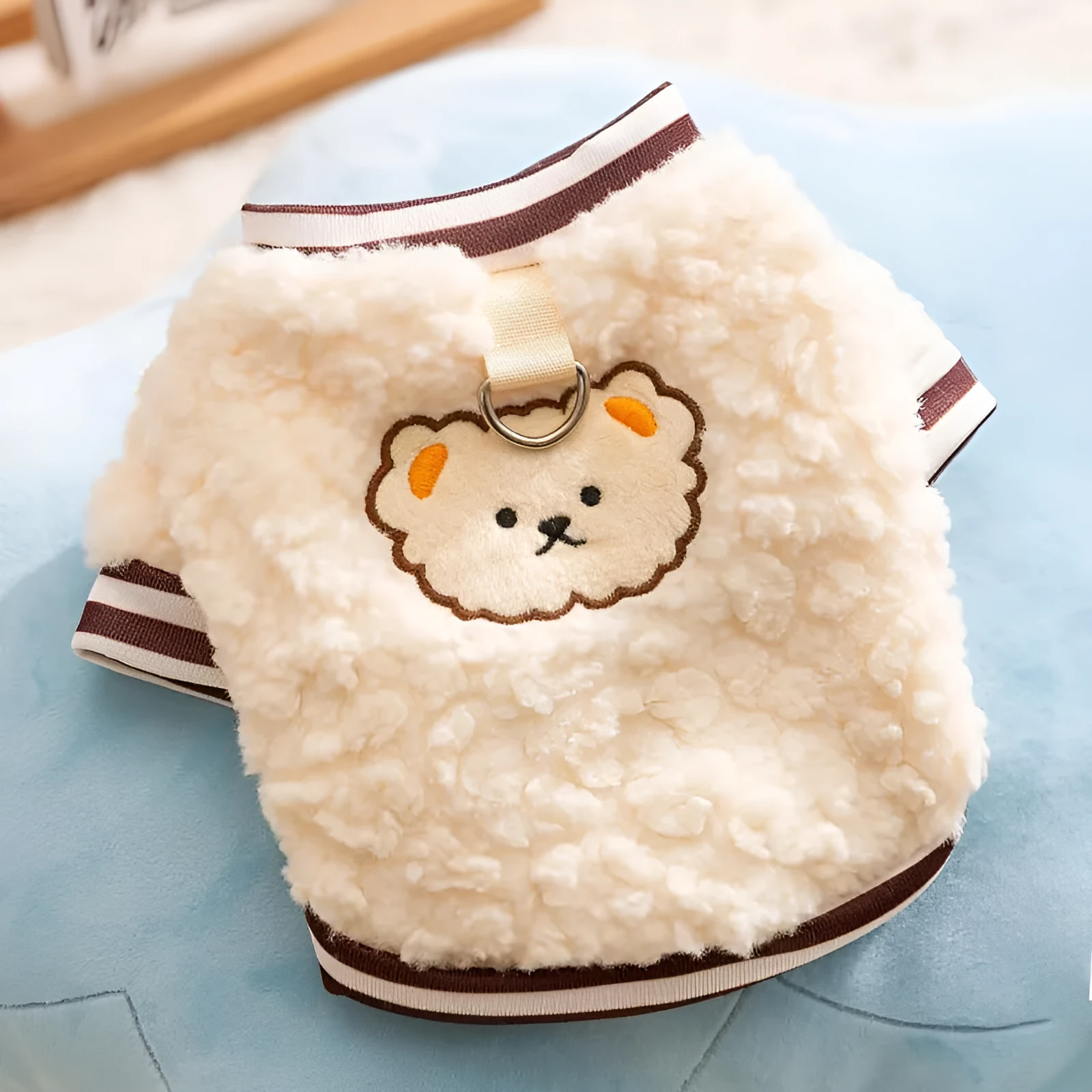 Soft fleece dog hoodie in animal pattern for autumn winter warm wear with pullover design