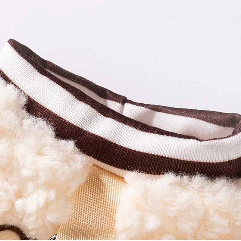 Soft fleece dog hoodie in animal pattern for autumn winter warm wear with pullover design