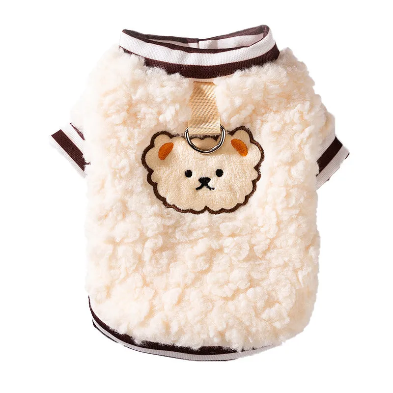 Soft fleece dog hoodie in animal pattern for autumn winter warm wear with pullover design