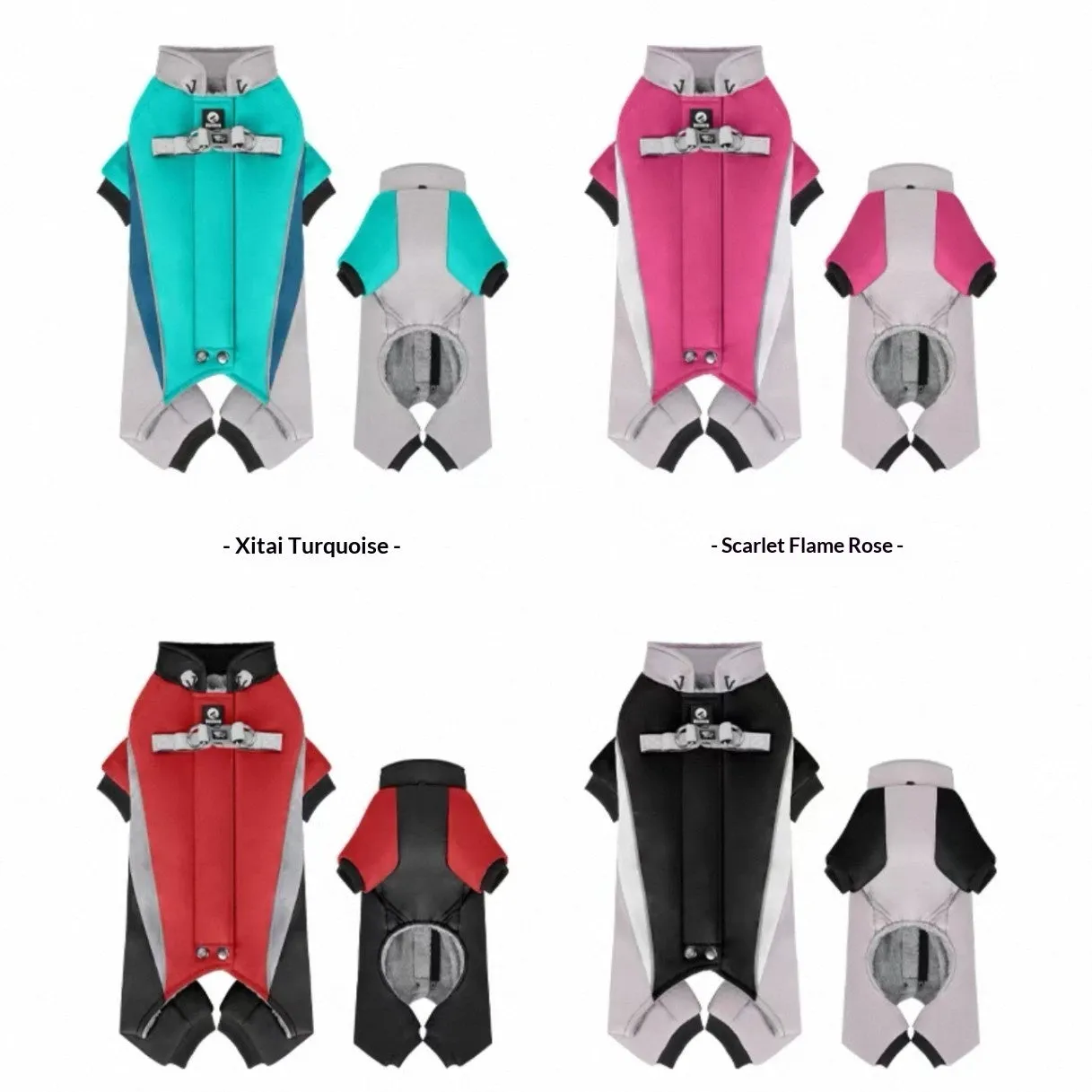 Fleece-lined waterproof four-legged pet clothing for dogs in cold weather traction coat six sizes four colours