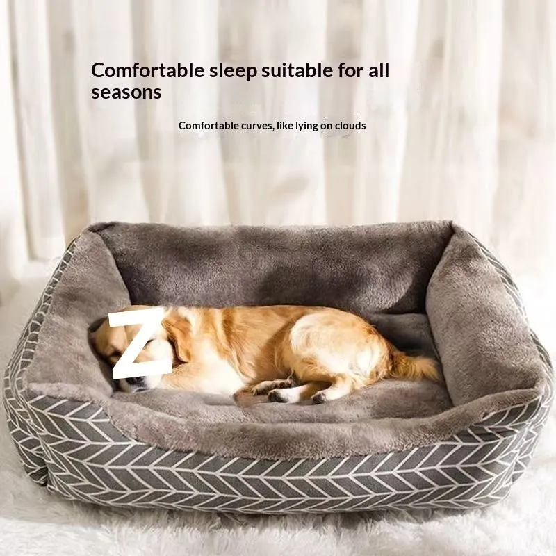 Thickened pet bed in Nordic Style Gray for dogs and kittens, all seasons, available in sizes L to 3XL