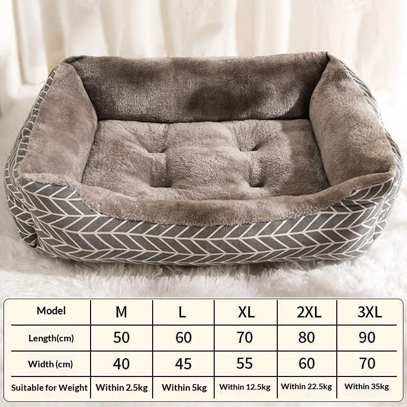 Thickened pet bed in Nordic Style Gray for dogs and kittens, all seasons, available in sizes L to 3XL