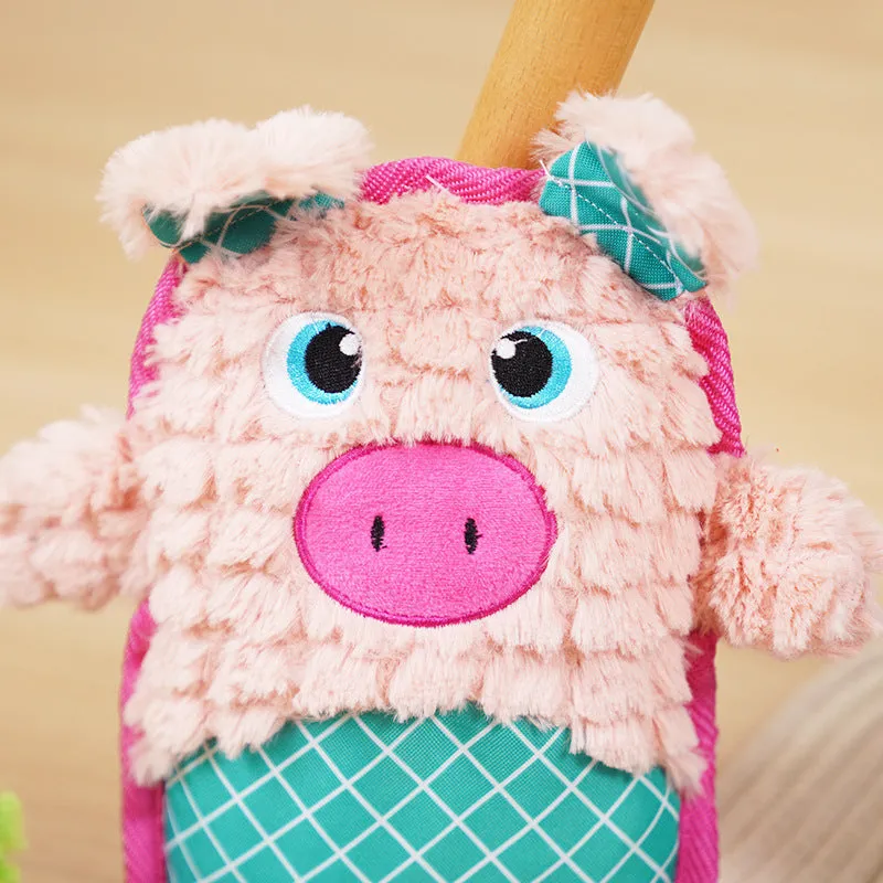 Blue green pink sound dog chew toy for puppies with bite-resistant stuffed construction