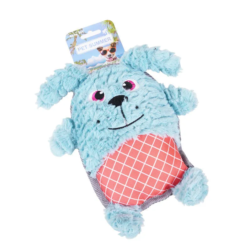 Blue green pink sound dog chew toy for puppies with bite-resistant stuffed construction