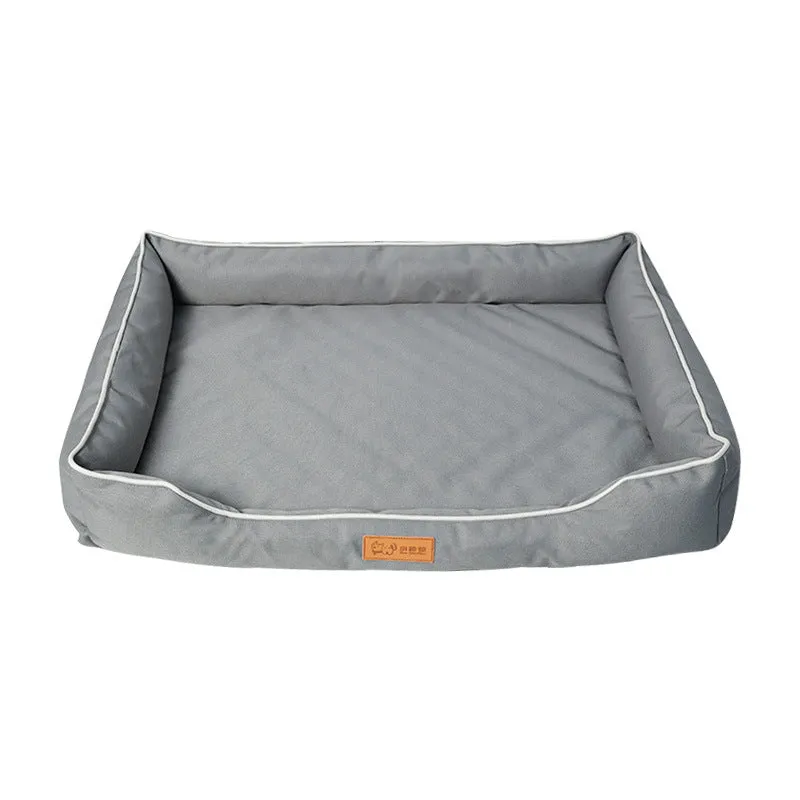 Four season Oxford fabric dog bed in gray with removable cover, available in multiple sizes for dogs