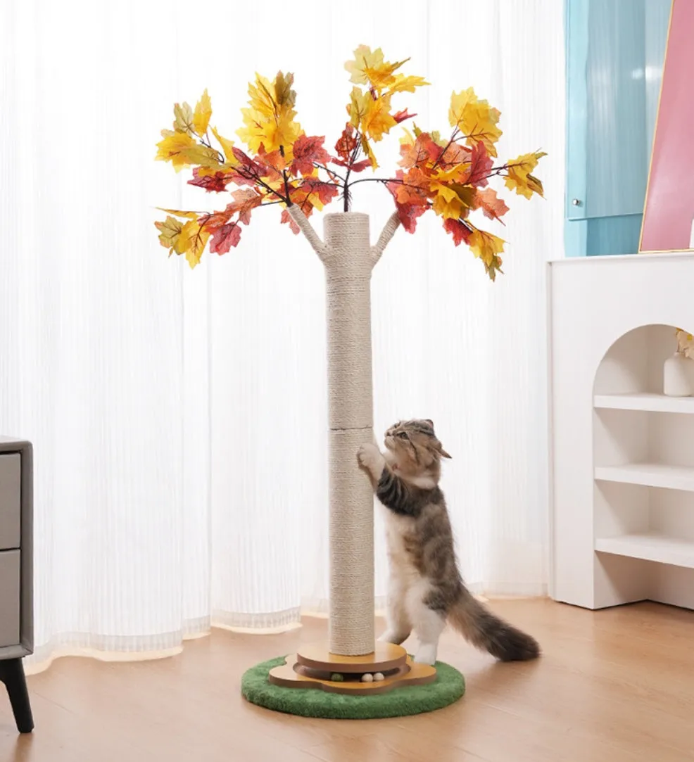 Cat climbing frame sisal scratch post maple leaf tree with branches for indoor cats