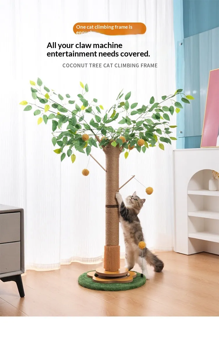Cat climbing frame sisal scratch post maple leaf tree with branches for indoor cats