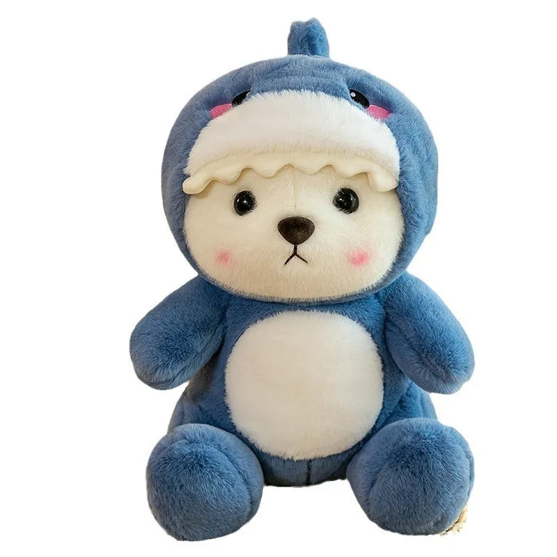 Colourful strawberry bear plush doll with cute face, available in multiple sizes and colours for teenagers