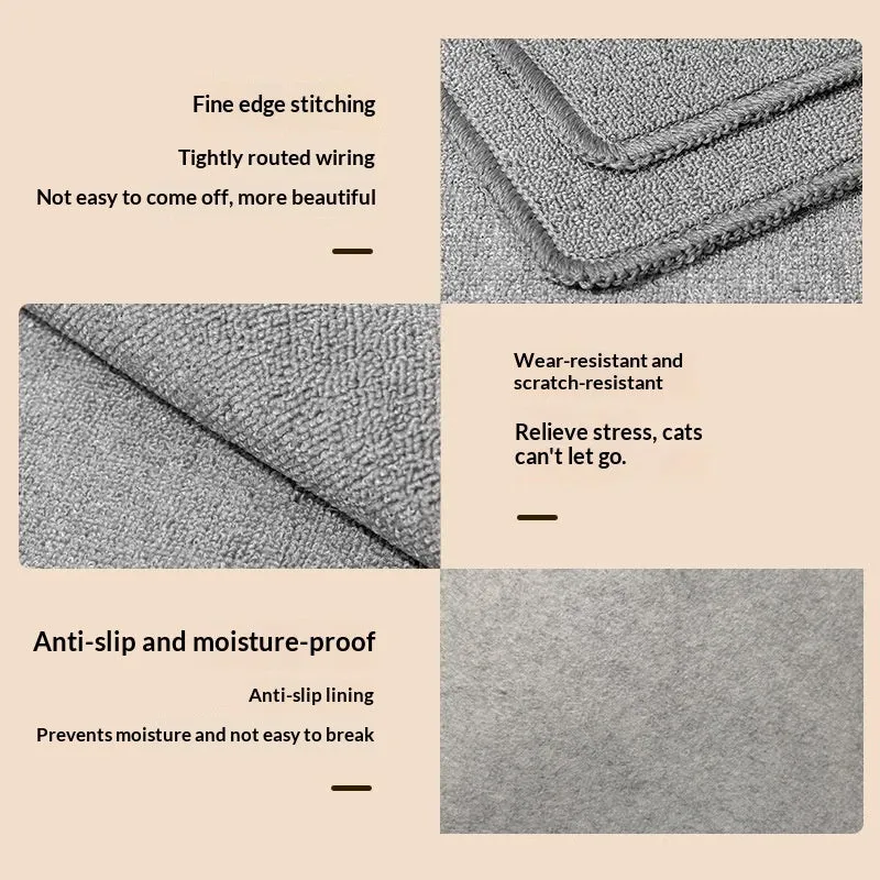 Cloth sisal pet-proof rug in gray for living room, suitable for cats, available in multiple sizes