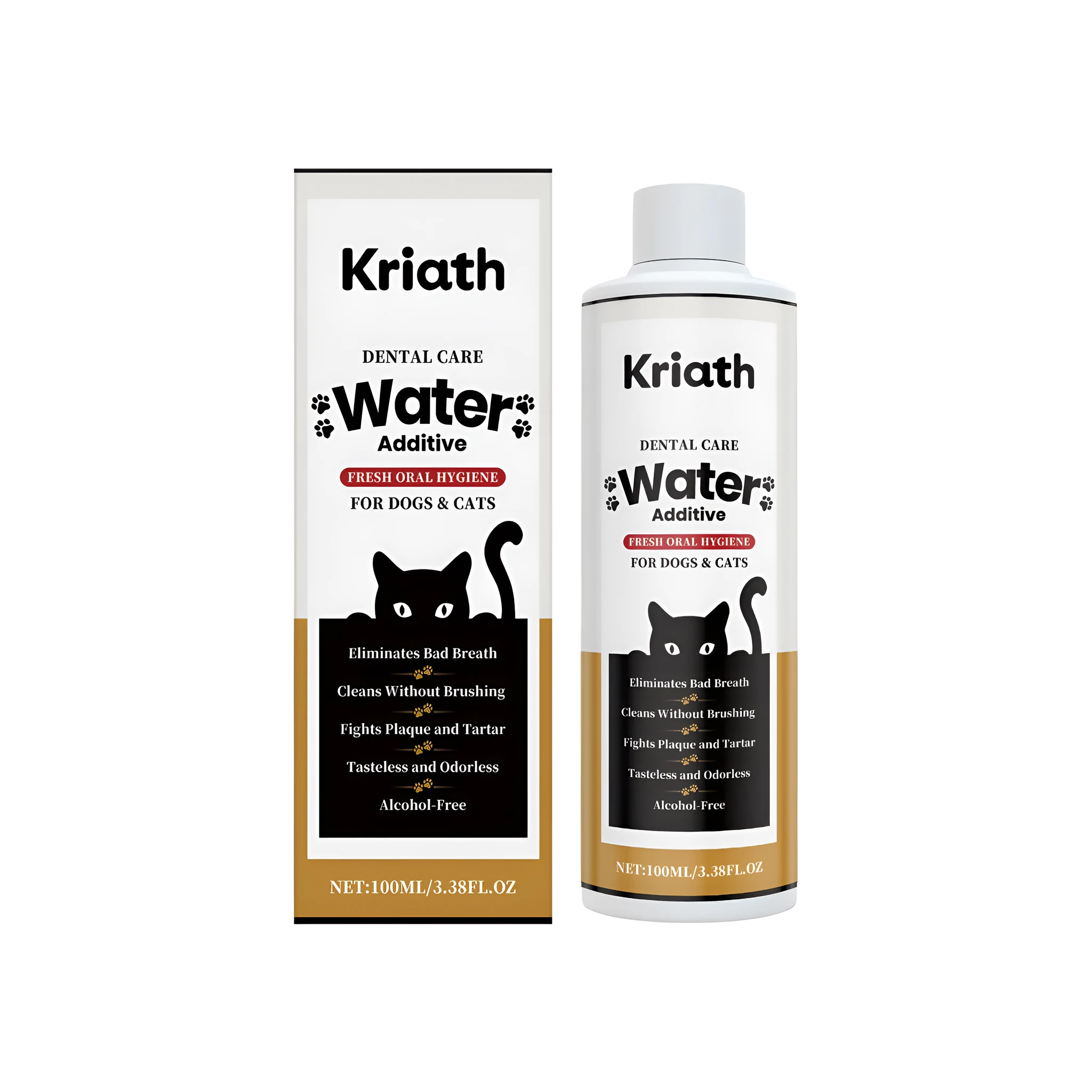 Pet mouthwash bottle with licorice, coconut milk, and mint extracts, 100ml capacity
