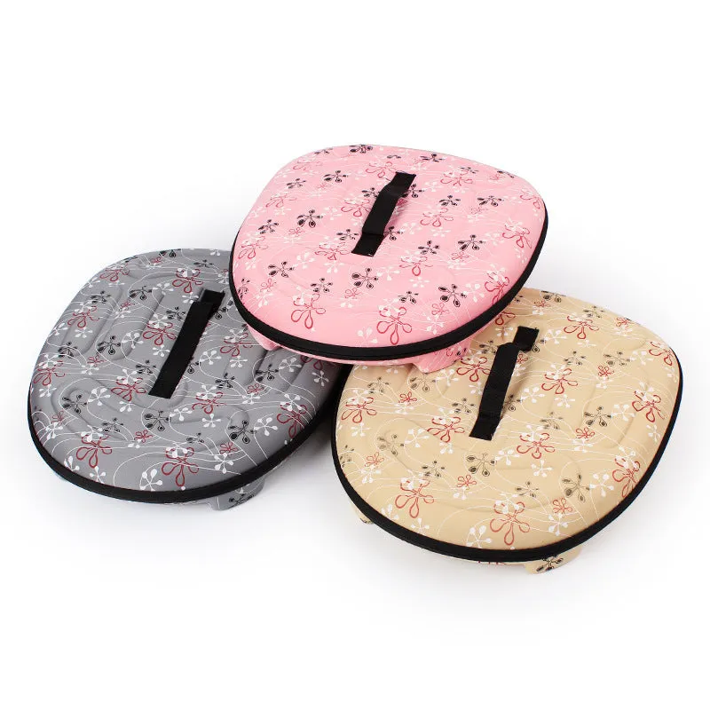 Portable foldable EVA pet handbag for dogs and cats, champagne colour, 45x35x32cm, on a light background