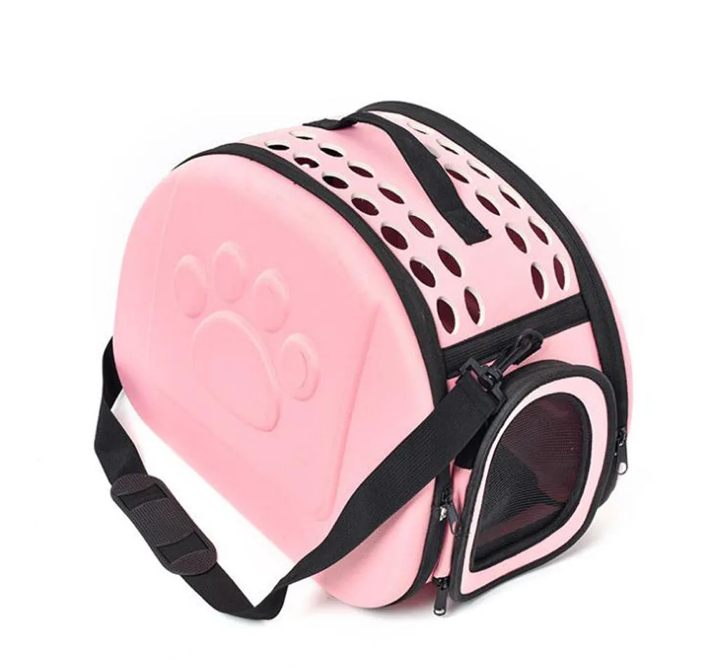 Portable foldable EVA pet handbag for dogs and cats, champagne colour, 45x35x32cm, on a light background