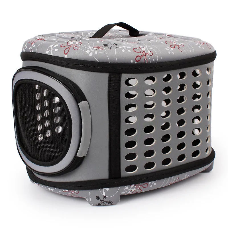 Portable foldable EVA pet handbag for dogs and cats, champagne colour, 45x35x32cm, on a light background