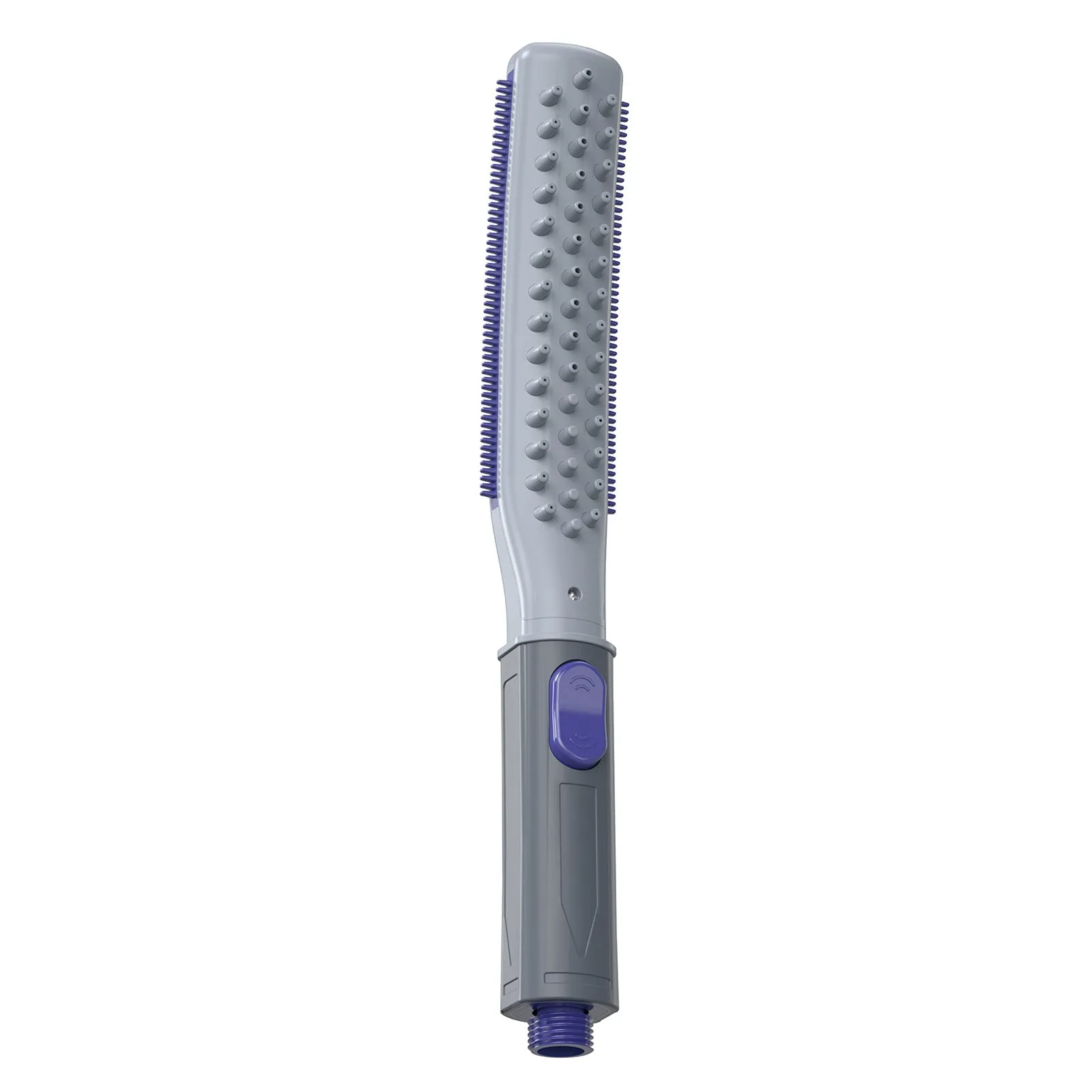 Pet bathing brush showerhead for dogs with ABS plastic handle and soft bristles in blue and gray colour