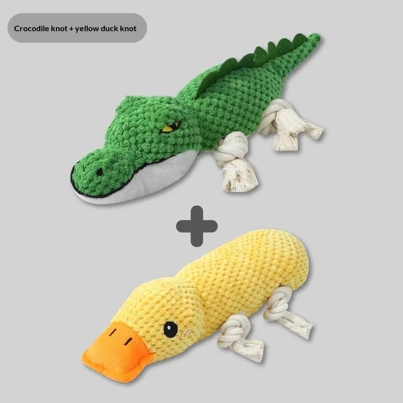 Chewing teeth-cleaning plush pet toy with sound PVC material in crocodile style for dogs