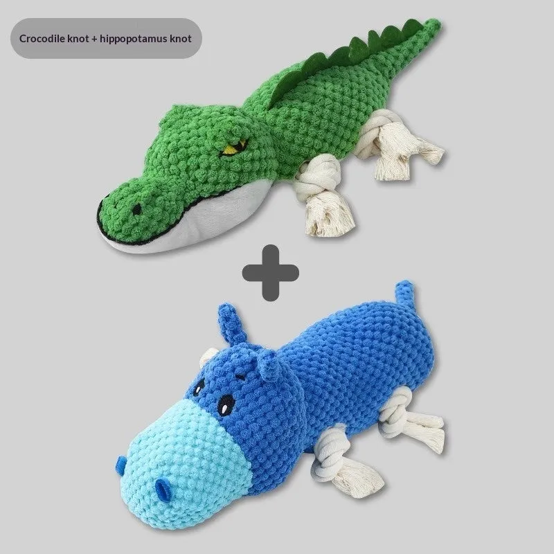 Chewing teeth-cleaning plush pet toy with sound PVC material in crocodile style for dogs