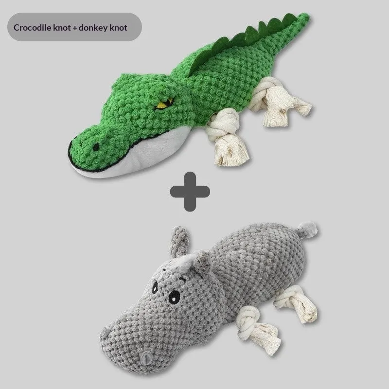 Chewing teeth-cleaning plush pet toy with sound PVC material in crocodile style for dogs