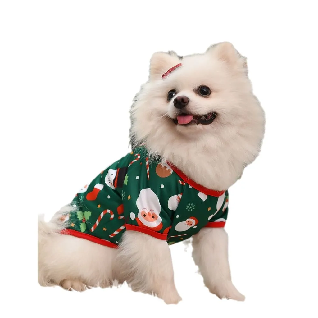 Pet clothing for cats and dogs in white moose design polyester fabric, shown on a white background