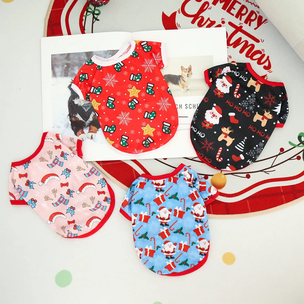 Pet clothing for cats and dogs in white moose design polyester fabric, shown on a white background