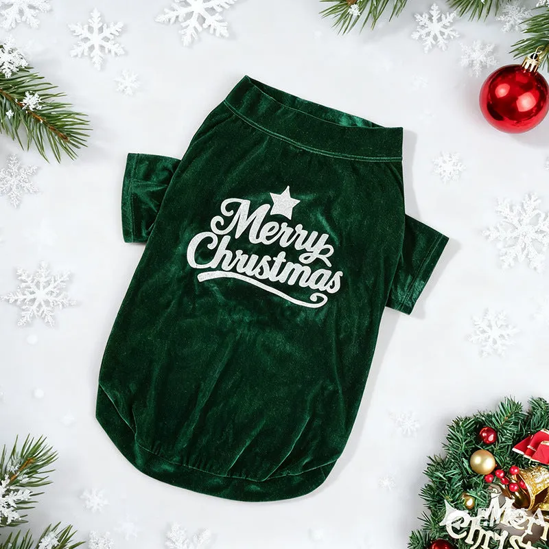 Red and green polyester Christmas pet coat for dogs, sizes S to 6XL, European and American style