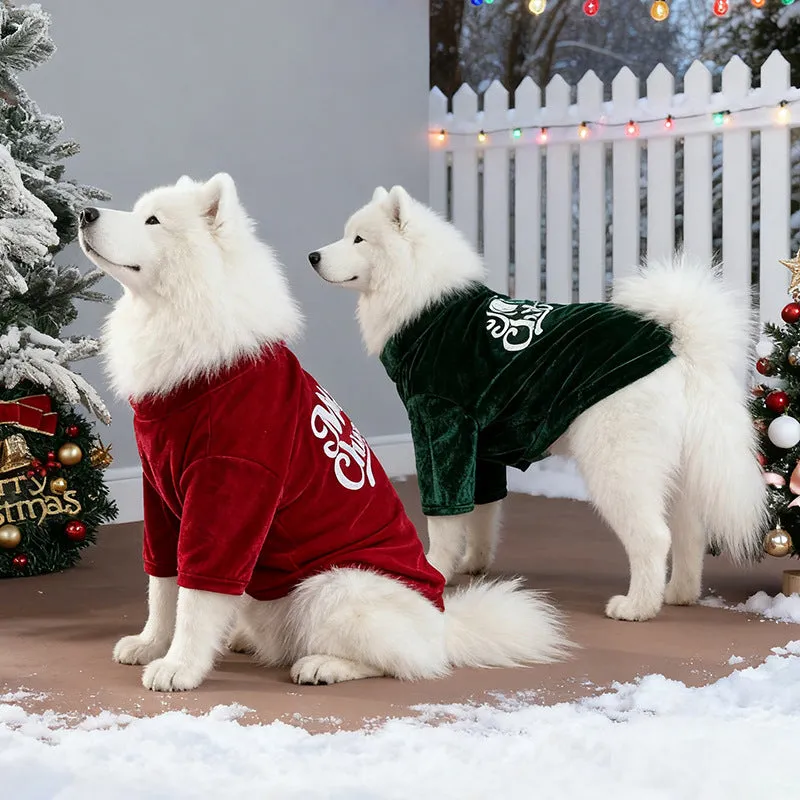 Red and green polyester Christmas pet coat for dogs, sizes S to 6XL, European and American style