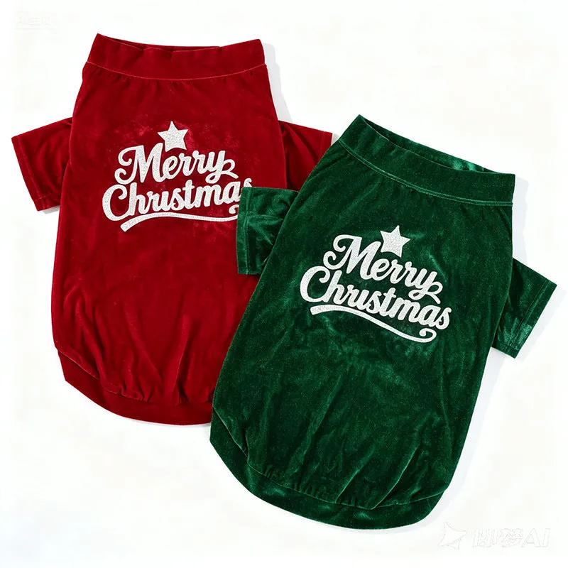 Red and green polyester Christmas pet coat for dogs, sizes S to 6XL, European and American style