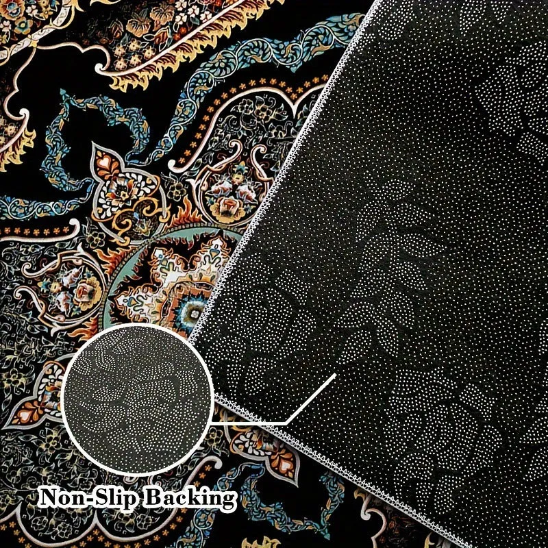 Washable crystal velvet Persian style living room carpet in rectangular shape with printed pattern