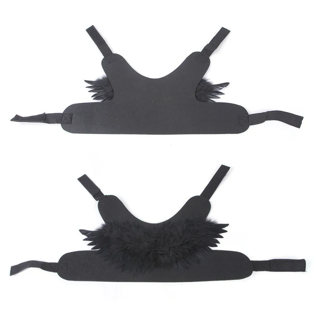 Black and white angel wings dog costume on chest and back with felt fabric