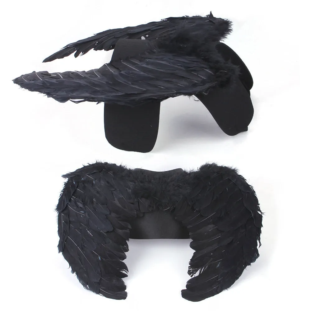 Black and white angel wings dog costume on chest and back with felt fabric
