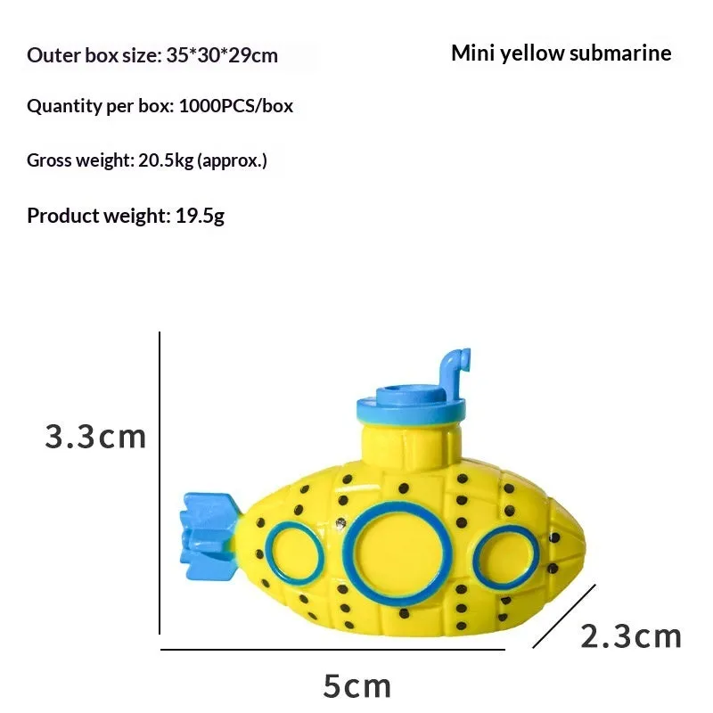 Mini PVC submarine aquarium ornament in red, sized 4-7cm, for fish tank landscaping