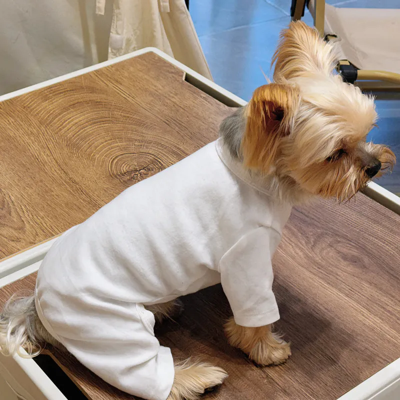 Four-legged cotton pet undershirt for small dogs, solid colour design, five sizes S-XXL
