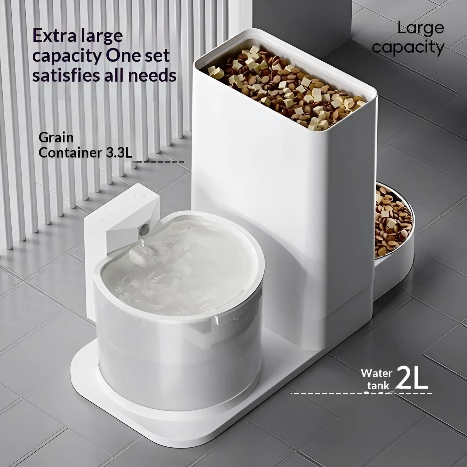 Wireless thermostatic cat water dispenser with 2-in-1 drinking feature, includes filter and desiccant, 3000mA/5000mA