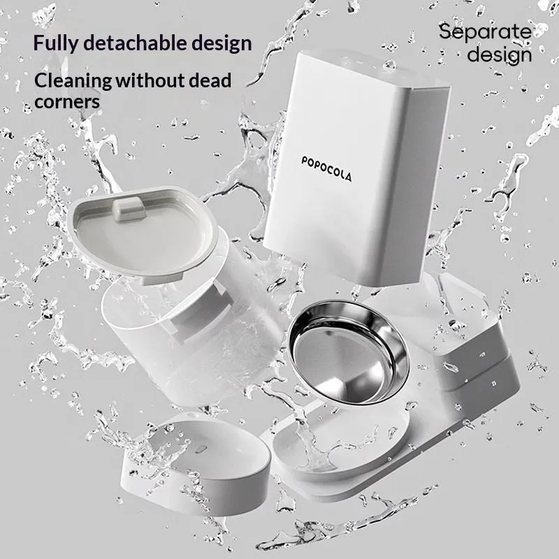 Wireless thermostatic cat water dispenser with 2-in-1 drinking feature, includes filter and desiccant, 3000mA/5000mA