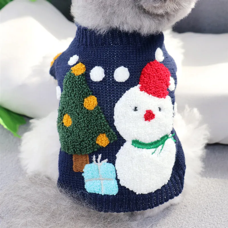 Short autumn winter pet sweater for dogs in unisex polyester casual style showing colour options and sizes