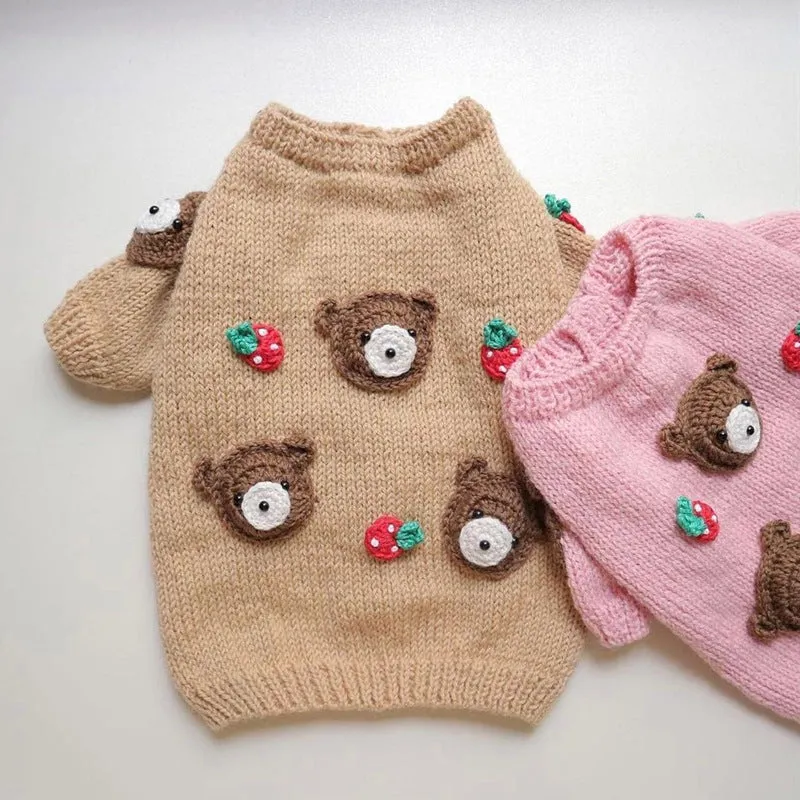 Short autumn winter pet sweater for dogs in unisex polyester casual style showing colour options and sizes