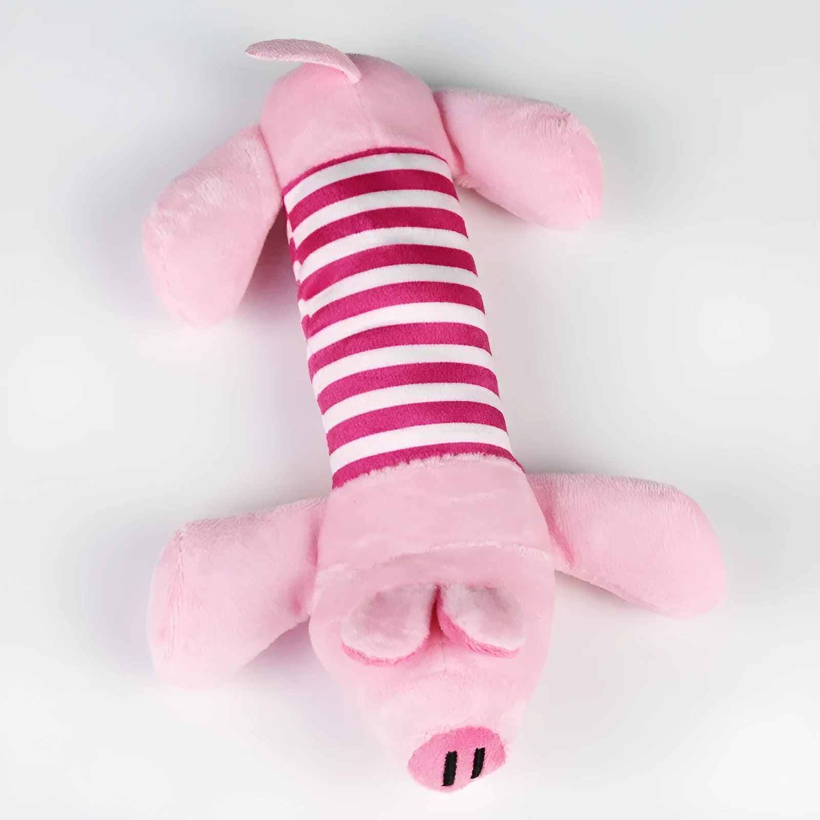 Dog plush chew toy in pink ice cream colour with soft fabric for interactive play