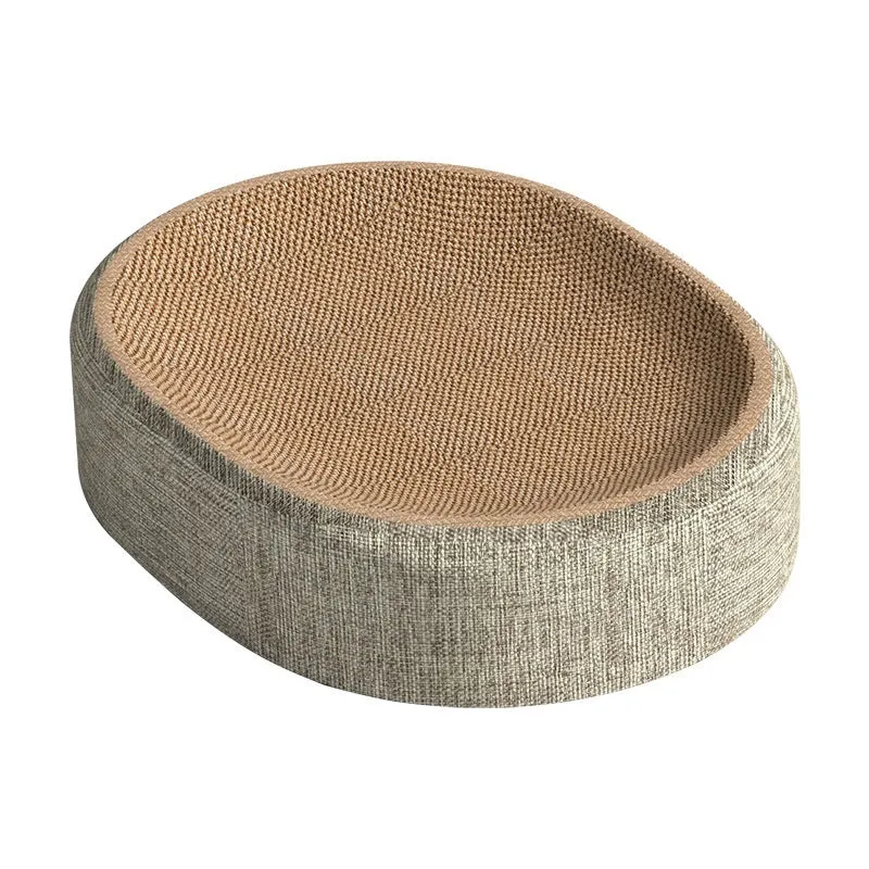 Integrated elliptical wear-resistant cat scratching board made of sisal rug in oval basin style