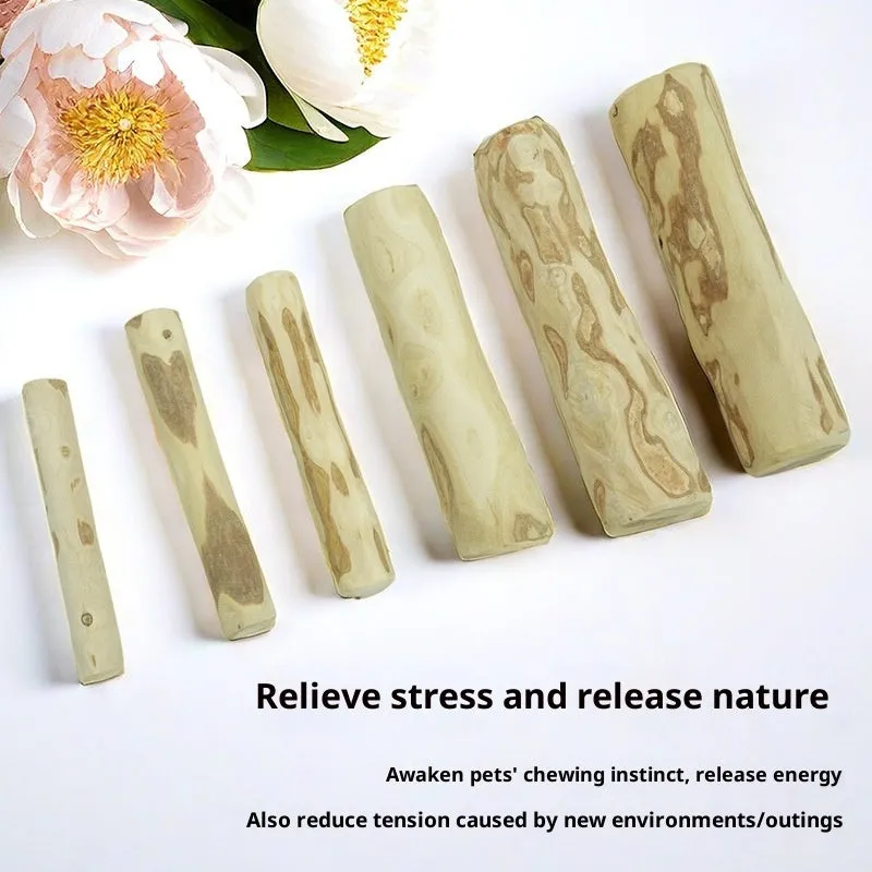 Coffee wood dog toy chew stick in twisted style with original wood colour, size options from S to XL