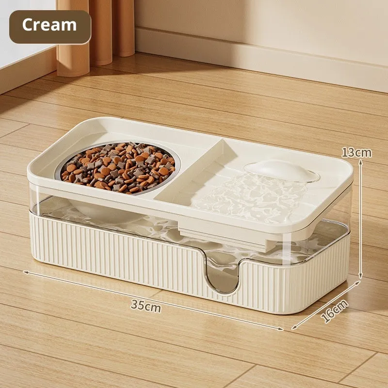 Automatic filtration and circulation cat water dispenser in cream colour with PP and stainless steel bowl