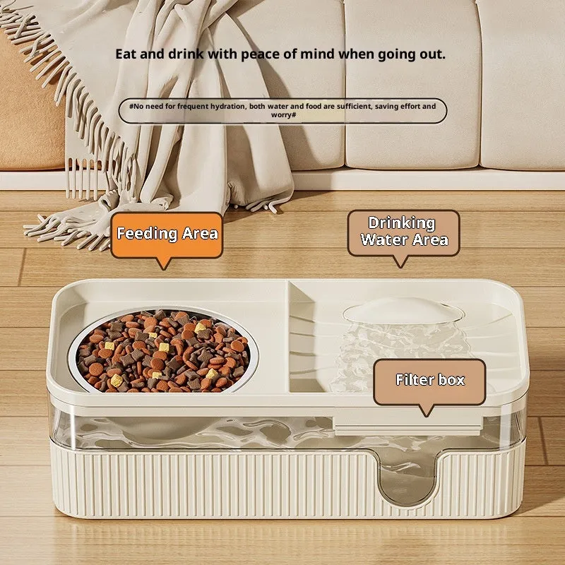 Automatic filtration and circulation cat water dispenser in cream colour with PP and stainless steel bowl