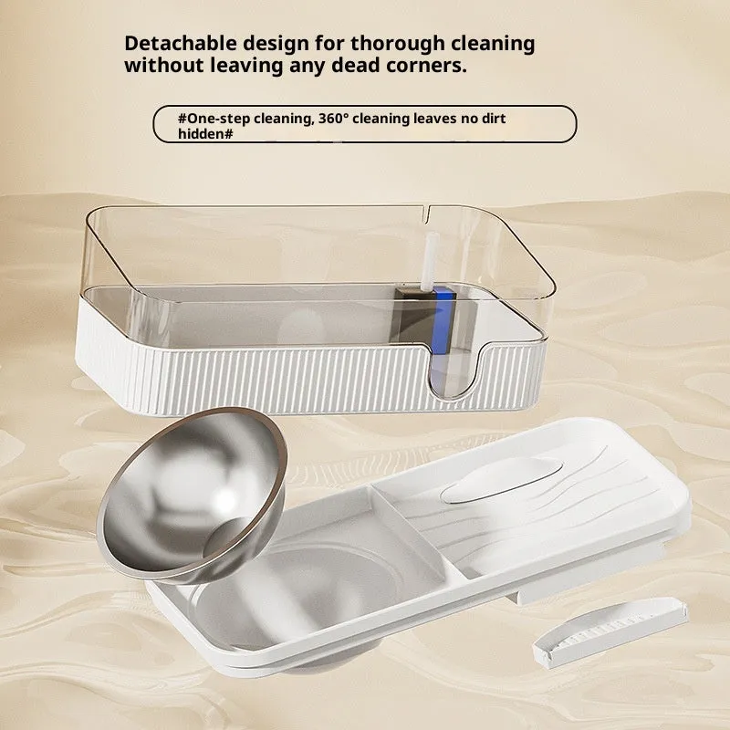 Automatic filtration and circulation cat water dispenser in cream colour with PP and stainless steel bowl
